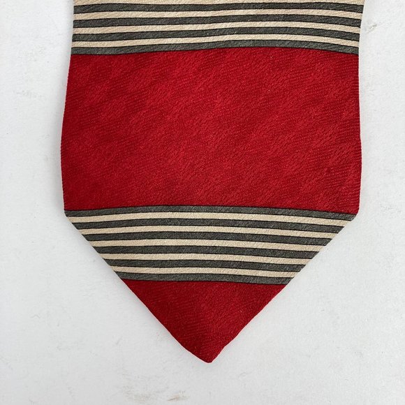 Efenzo Felini Red Striped All Silk Neck Tie - Picture 1 of 4